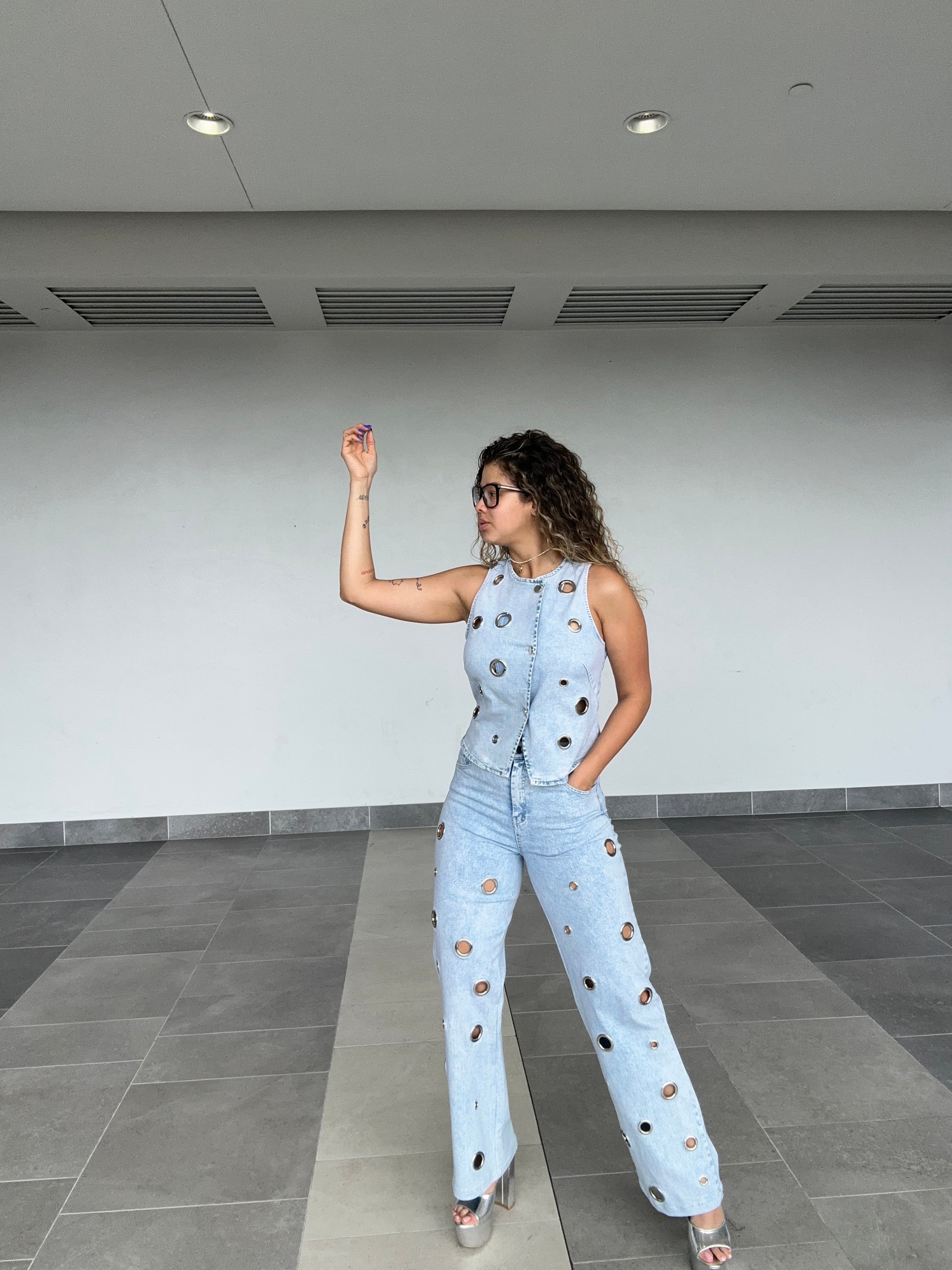 DENIM HOOPS SET STRECH