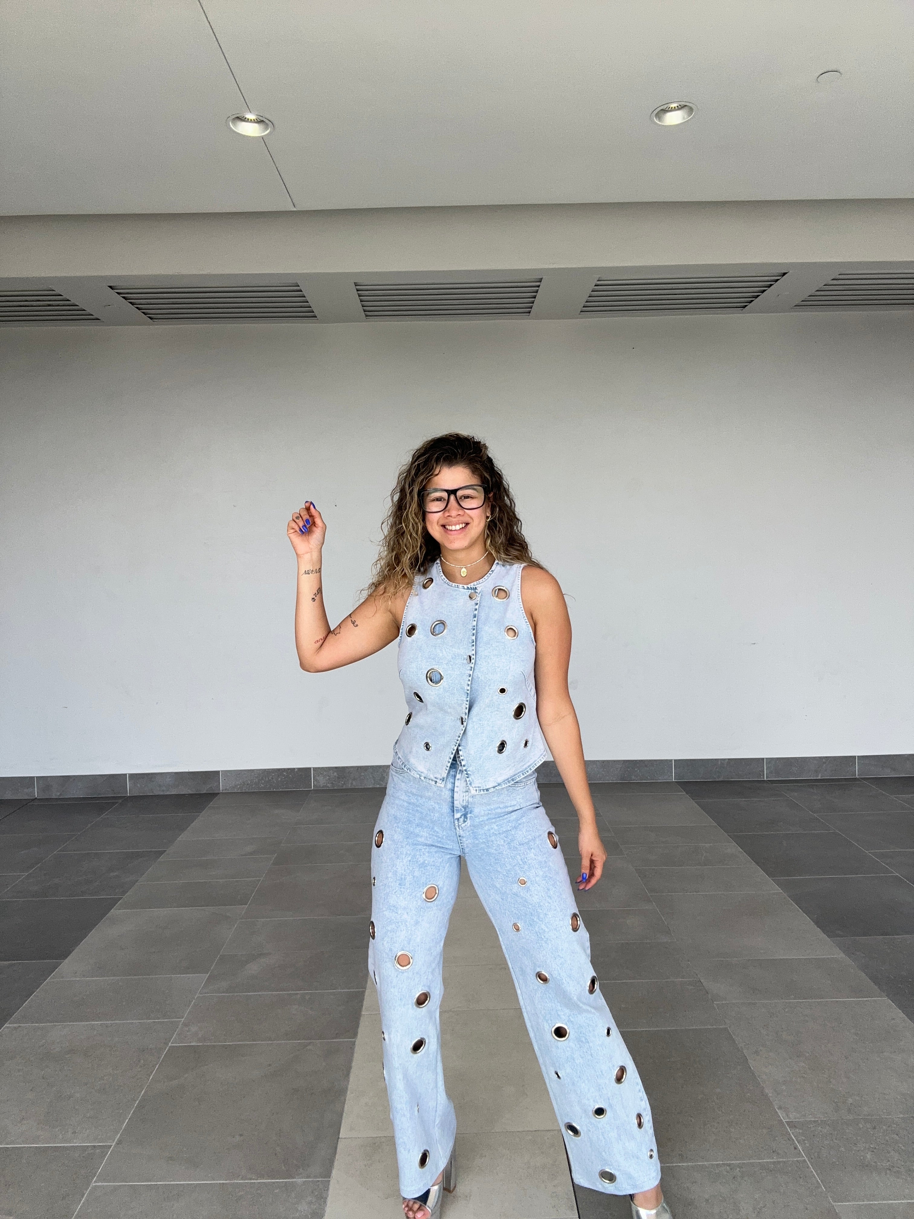 DENIM HOOPS SET STRECH