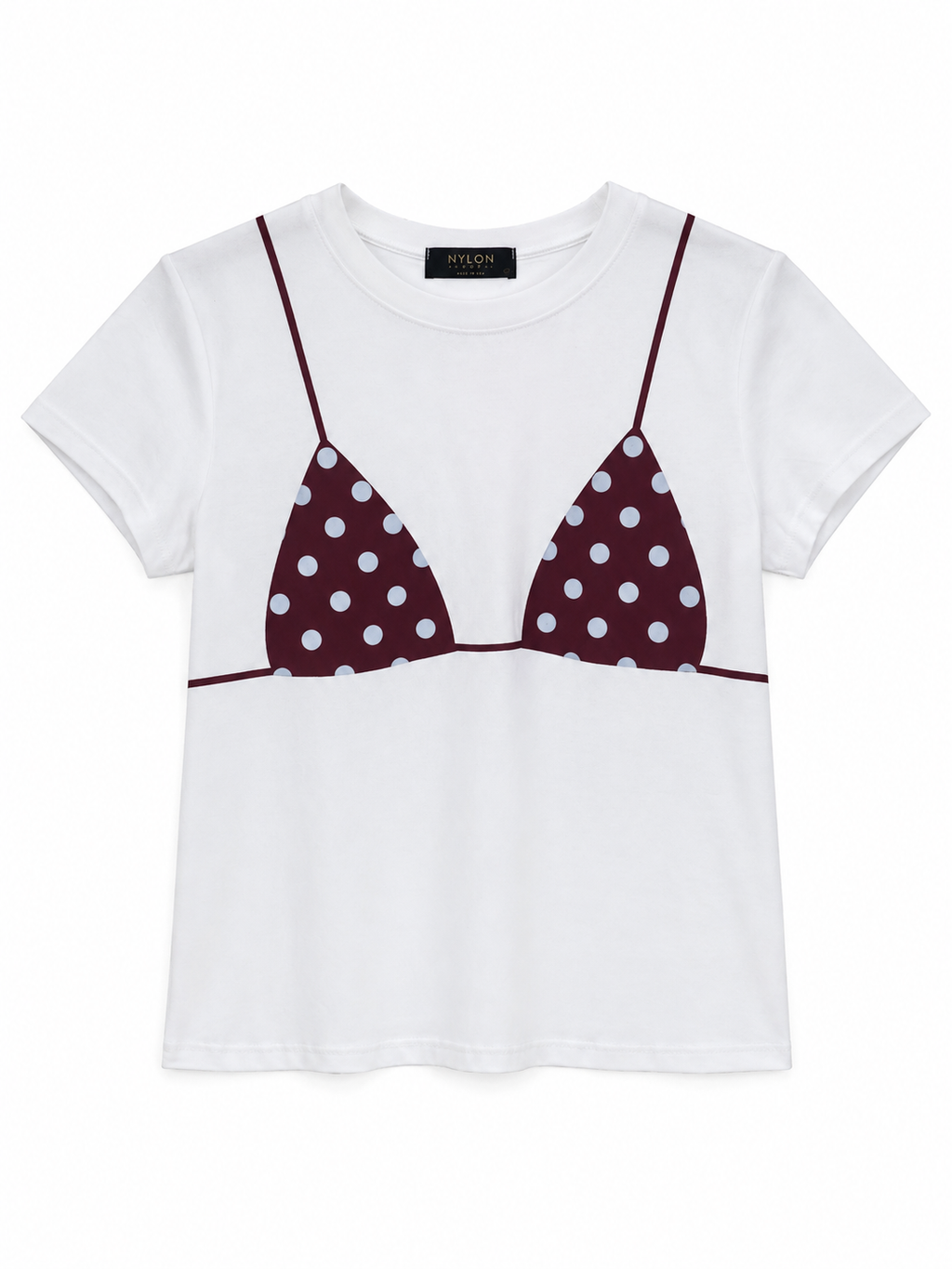 POLKA DOT BURGUNDY TEE