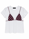 POLKA DOT BURGUNDY TEE