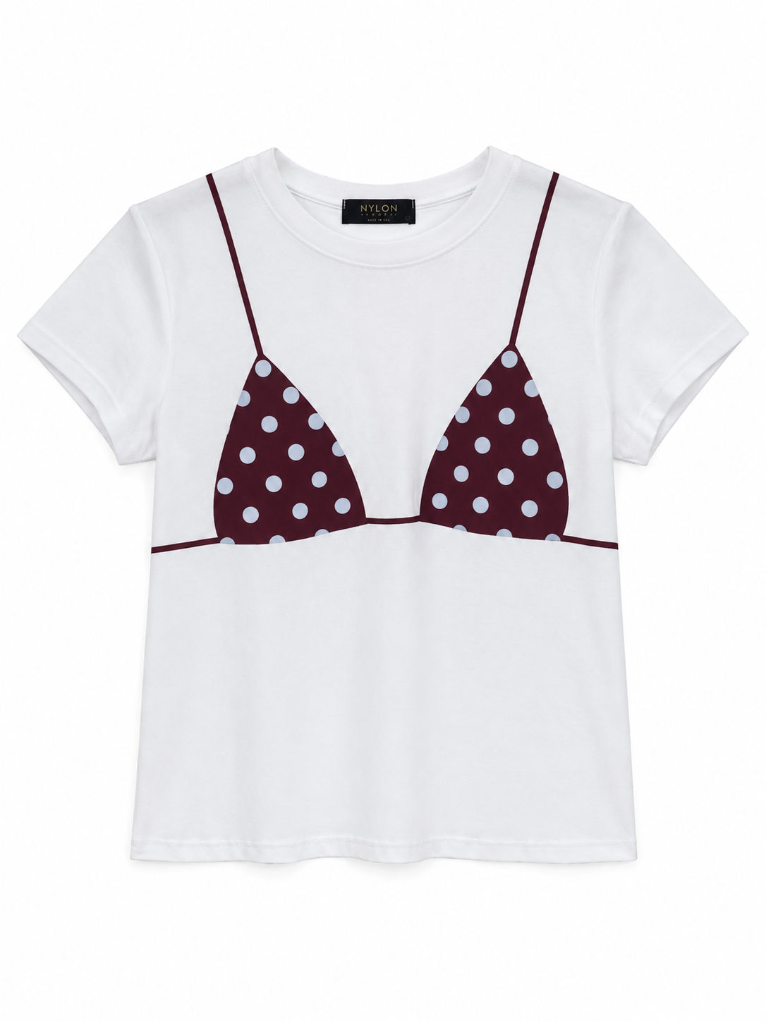 POLKA DOT BURGUNDY TEE