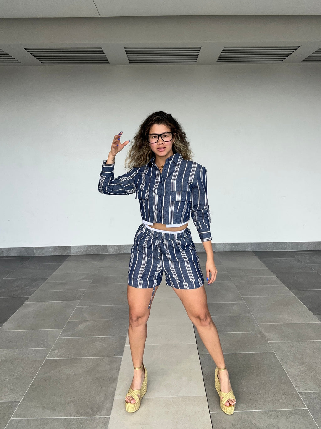 CHAMBRAY STRIPE SET