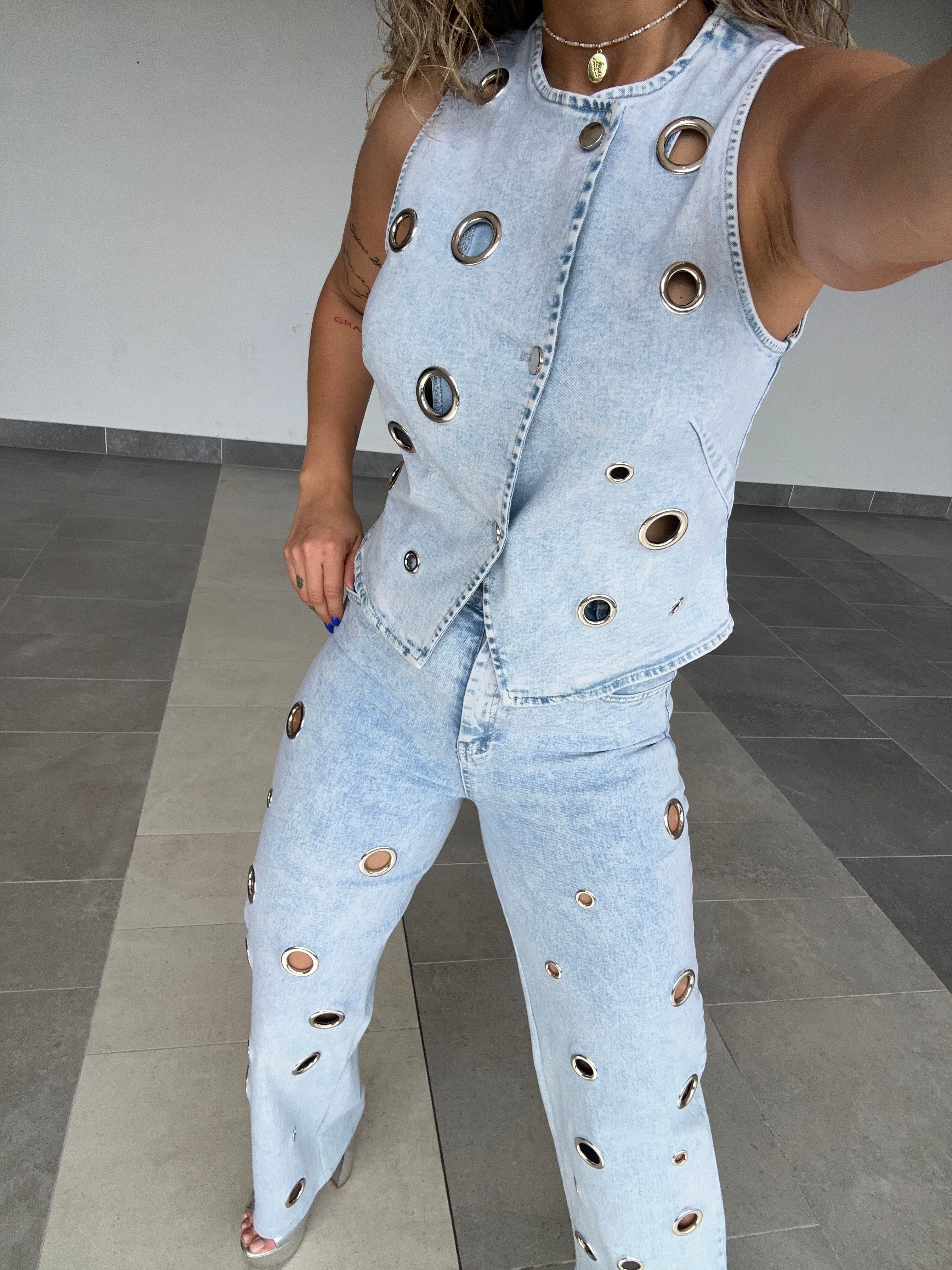 DENIM HOOPS SET STRECH