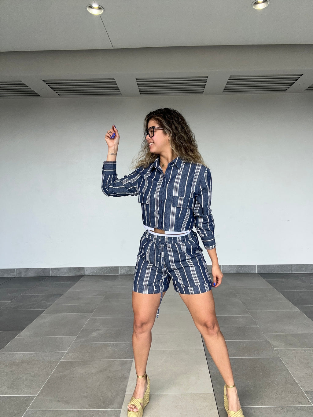 CHAMBRAY STRIPE SET