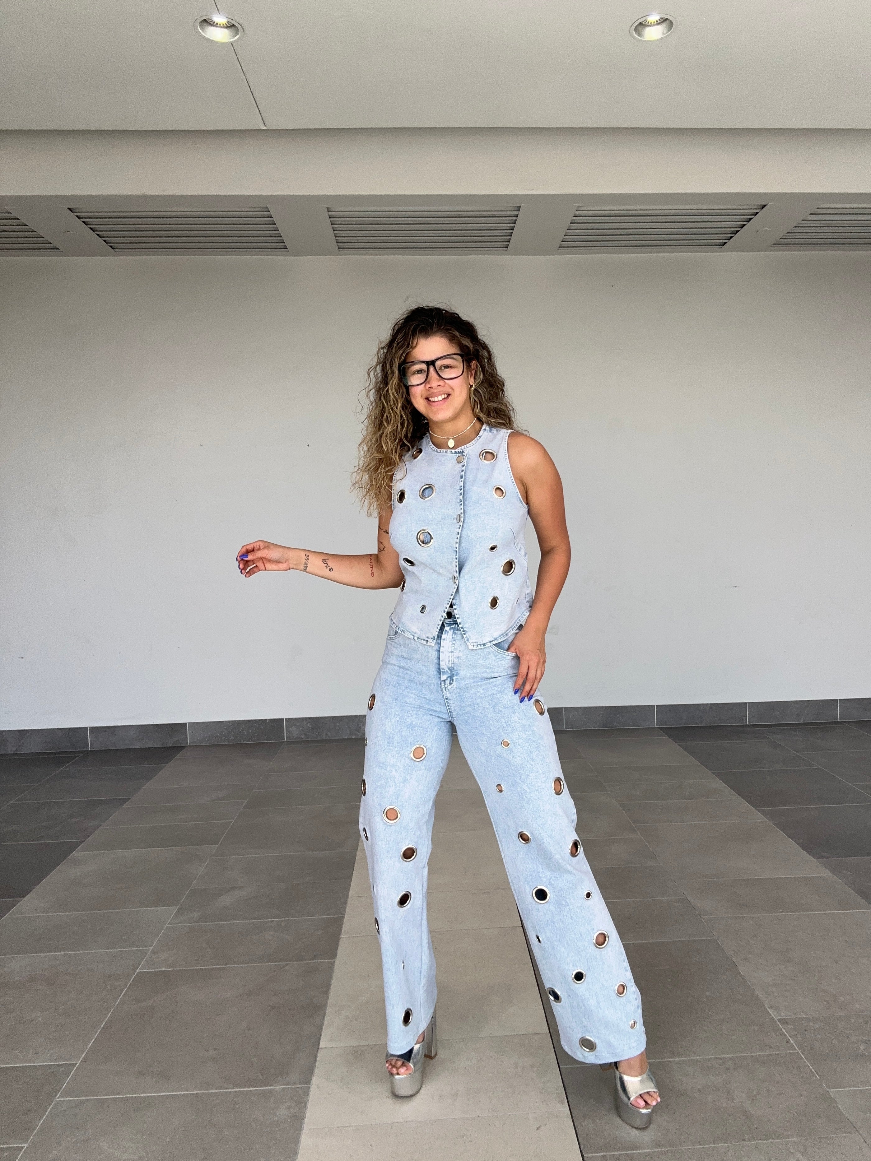 DENIM HOOPS SET STRECH